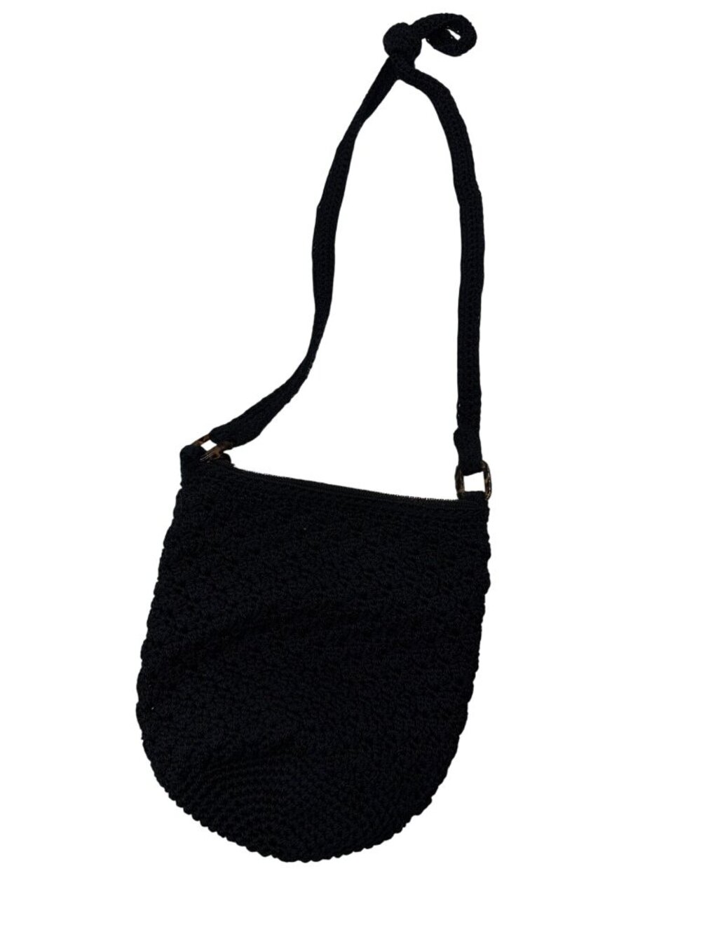 The Sak Black Crochet Crossbody Bag With Adjustable Strap & Zipper Closure